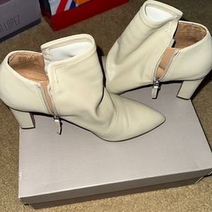 White/cream leather booties